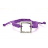 Pulsera Trenzada Lila + Motivo Cuadrado Plata Y Simil