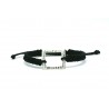 Pulsera Trenzada Negra + Motivo Cuadrado Plata Y Simil
