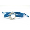 Pulsera Trenzada Azul + Motivo Redondo Plata Y Simil