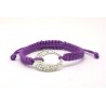 Pulsera Trenzada Lila + Motivo Redondo Plata Y Simil