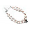 Pulsera 2 Vias Perla Natural Y Motivo Plata + Bolas Coral