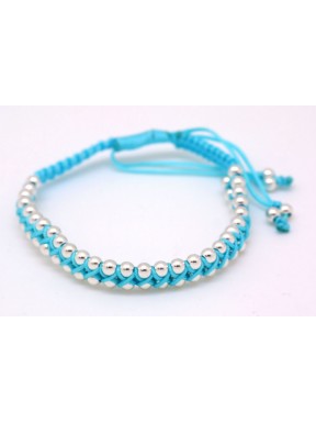 Pulesera Trenzada Celeste + Bolas