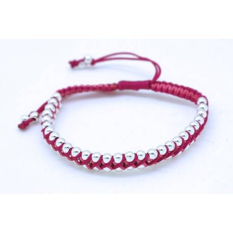 Pulesera Trenzada Fucsia + Bolas