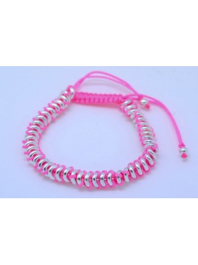Pulsera Trenzada Rosa + Metal