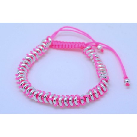 Pulsera Trenzada Rosa + Metal