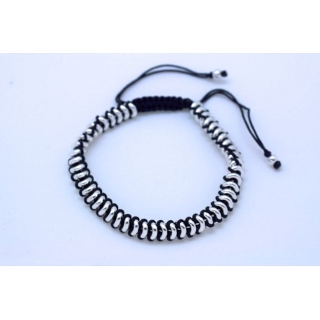 Pulesera Trenzada Negra + Metal