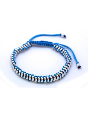 Pulesera Trenzada Azul + Bolas