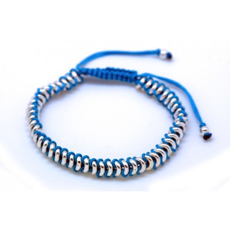 Pulesera Trenzada Azul + Bolas