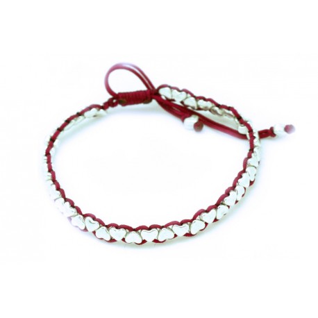 Pulsera Trenzada Roja + Metal Corazón