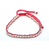 Pulsera Trenzada Rosa + Metal Corazón