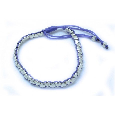 Pulsera Trenzada Lila + Metal Corazón