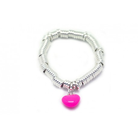 Pulsera Aros + Colgante Corazón Rosa