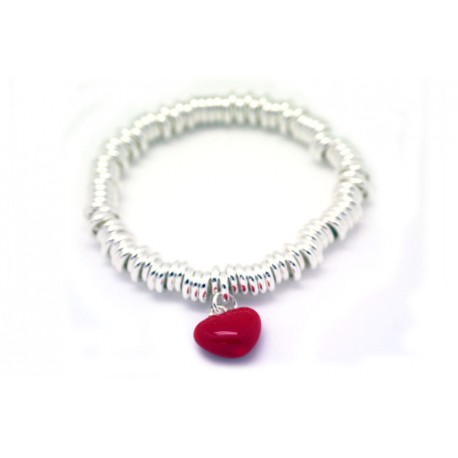 Pulsera Aros + Colgante Corazón Rojo