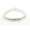 Pulsera Rejilla Plateada Con Tira Stras