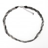 Collar Trenzado Cadena + Stras Gun Metal