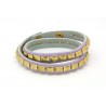 Pulsera Piel Lila Con Motivos
