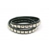 Pulsera Piel Negra Con Motivos