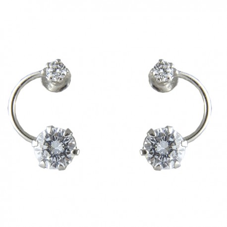 Pendientes plata doble cristal