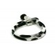 Pulsera Piel Doble Blanco - Negro + Cierre
