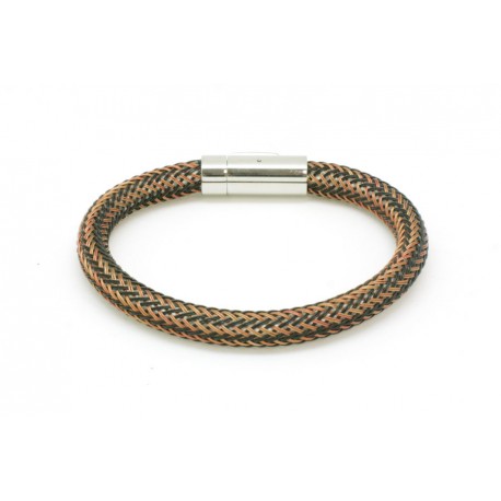 Pulsera Negra-Naranja + Cierre Acero