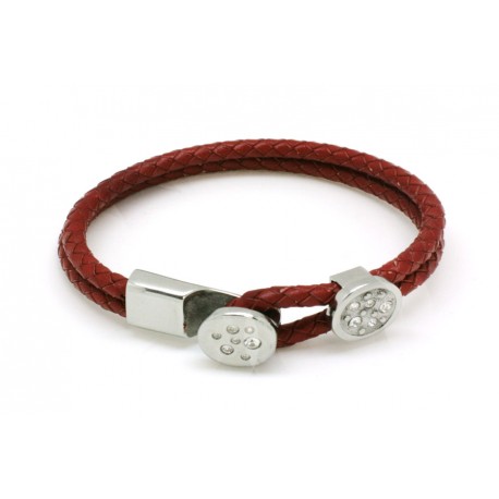 Pulsera Piel Roja + Cierre Acero