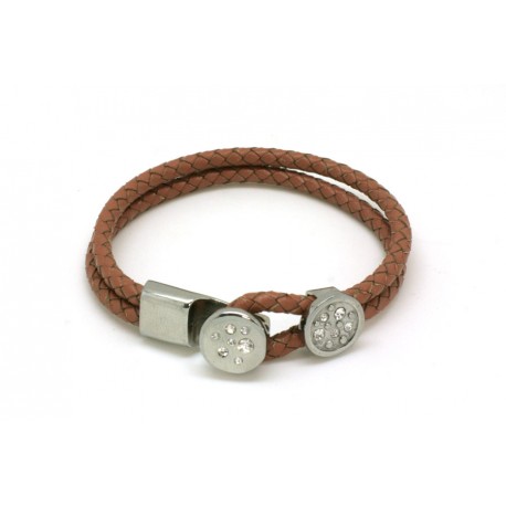 Pulsera Piel Marrón + Cierre Acero