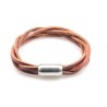 Pulsera Cuero Marrón Trenzado + Cierre Acero