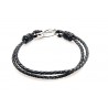 Pulsera Cuero Negra Trenzado + Cierre Acero