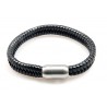 Pulsera Cuero Negro + Cierre Acero