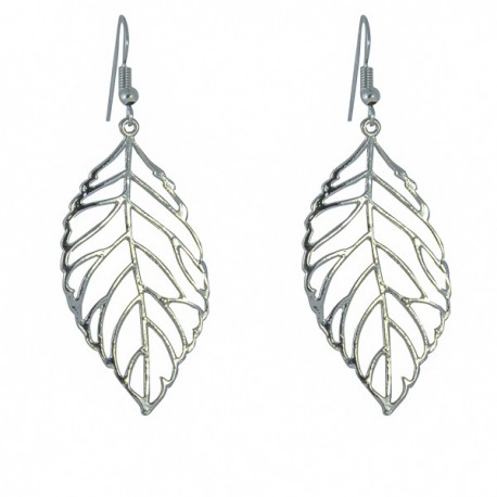 Pendientes plata hoja