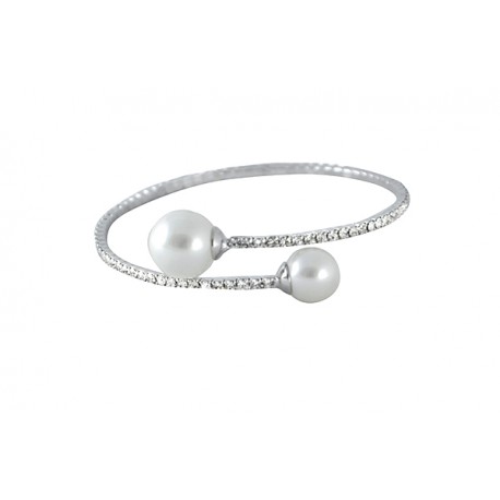 Pulsera rígida con perlas y strass