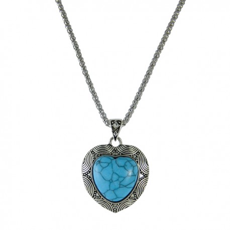 Collar colgante corazón turquesa