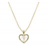 Collar dorado con colgante corazón perla y pedreria