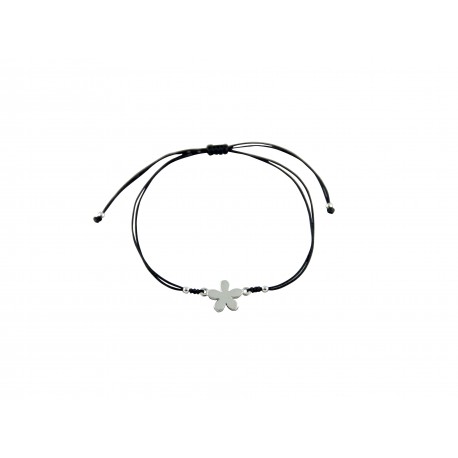 Pulsera flor plata hilo
