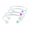 Pulsera rígida rodio con perla y cristal Swarovski