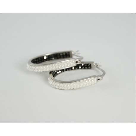 Criolla Ovalada Plata + Hematite y Perlas
