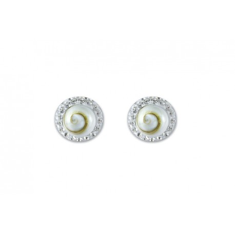 Pendiente Plata y Simil + Shell 8MM