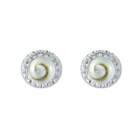 Pendiente Plata y Simil + Shell 10MM.