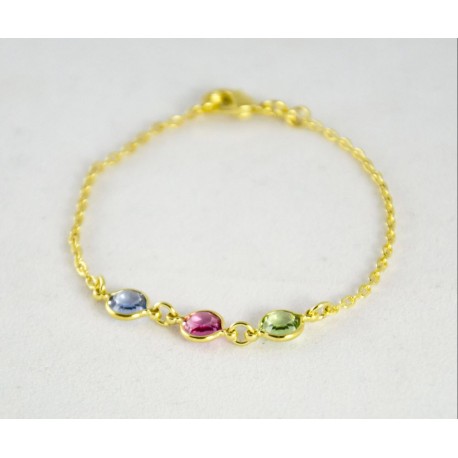 Pulsera Chpadao Oro + 3 Cristales Swarovski