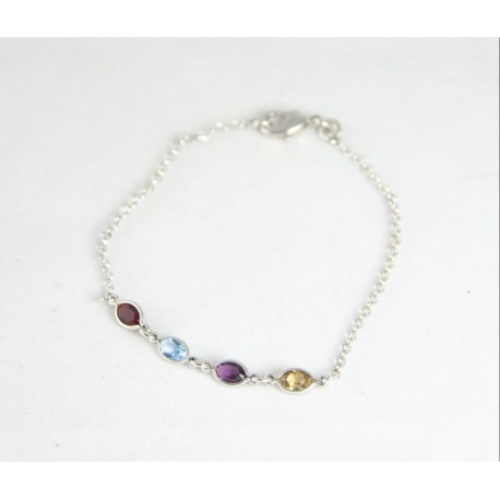 Pulsera Rodio + 4 Piezas Swarovski
