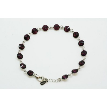 Pulsera Plata Con Swarovski Amatista