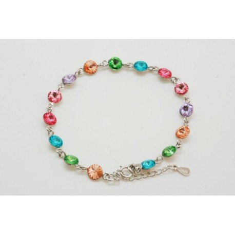 Pulsera Plata Con Swarovski Rainbow