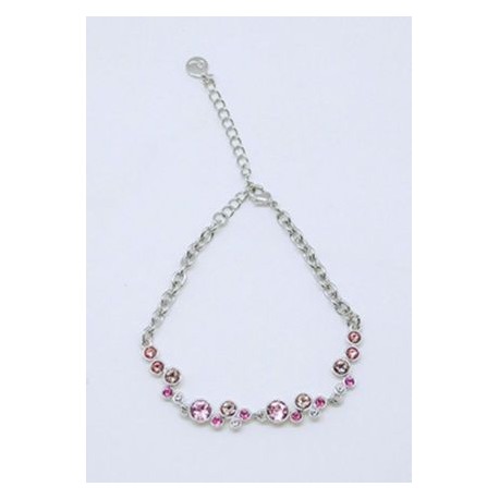 Pulsera Rodio + Swarovski Cristal Rosa