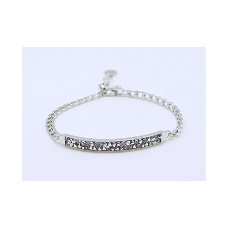 Pulsera Rodio + Swarovski Cristal Gris
