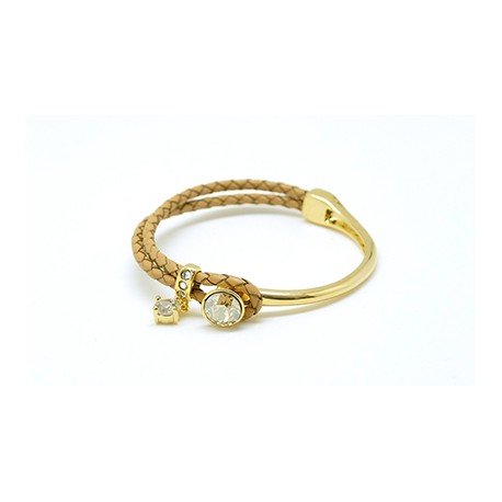 Pulsera Trenzada Color Gold + Motivo Swarovski