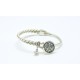 Pulsera Trenzada Color Blanco + Motivo Swarovski
