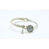 Pulsera Trenzada Color Blanco + Motivo Swarovski
