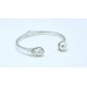 Pulsera Plateada + Perla Y Swarovski