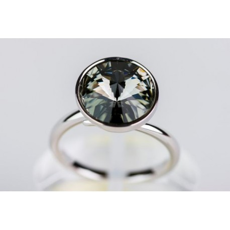 Anillo Rodio + Swarovski Black Diamond