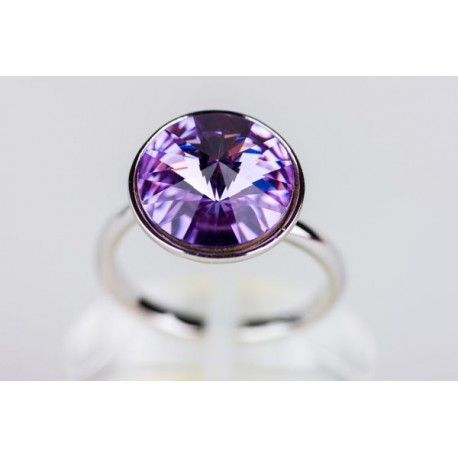 Anillo Rodio + Swarovski Llight Lavanda